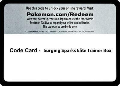 Code Card - Surging Spark Elite Trainer Box
