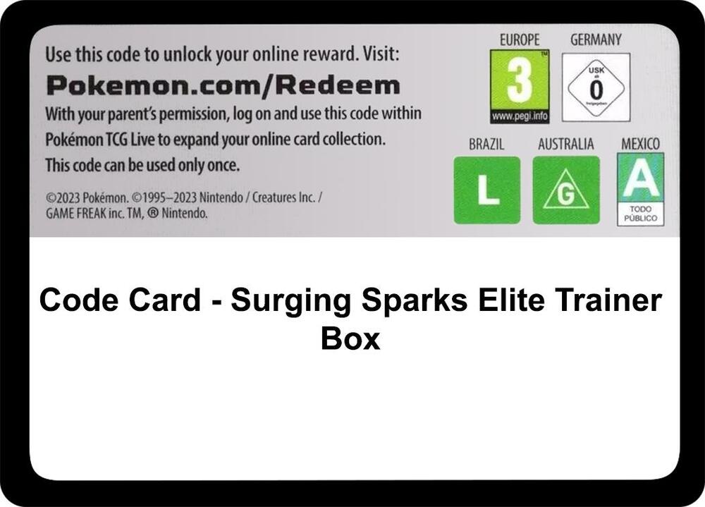Code Card - Surging Sparks Elite Trainer Box