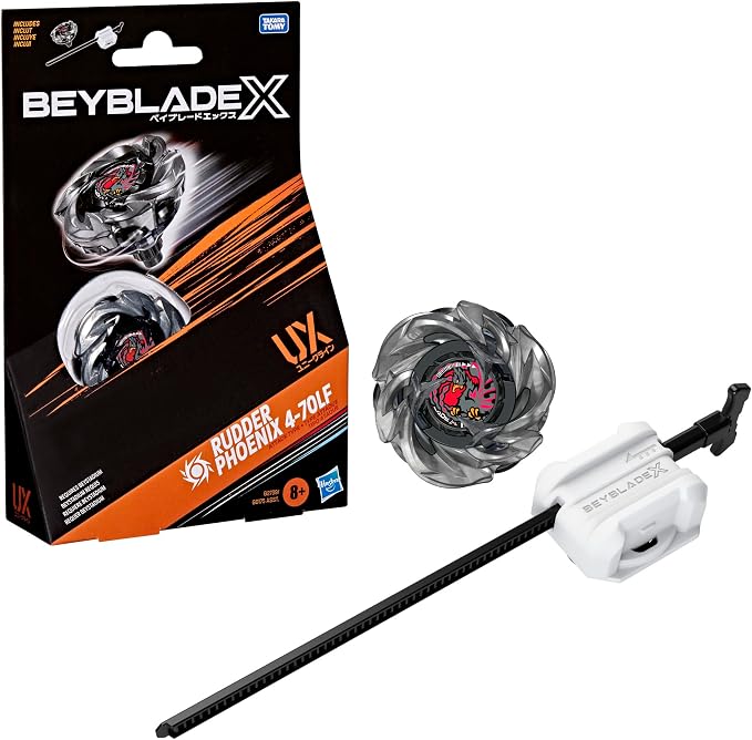 BEY BLADE X Rudder Phoenix 4-70LF UX Starter Pack Set with Takara Tomy Attack Type Top and Launcher